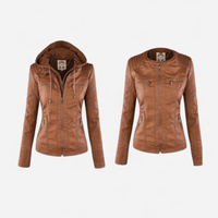 Manteau en similicuir à capuchon amovible