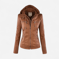 Manteau en similicuir à capuchon amovible