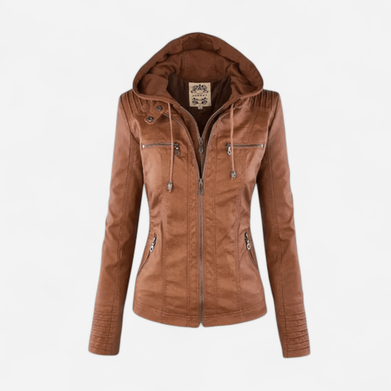 Manteau en similicuir à capuchon amovible