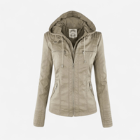 Manteau en similicuir à capuchon amovible