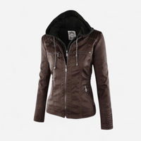 Manteau en similicuir à capuchon amovible
