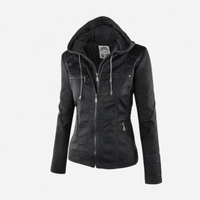 Manteau en similicuir à capuchon amovible