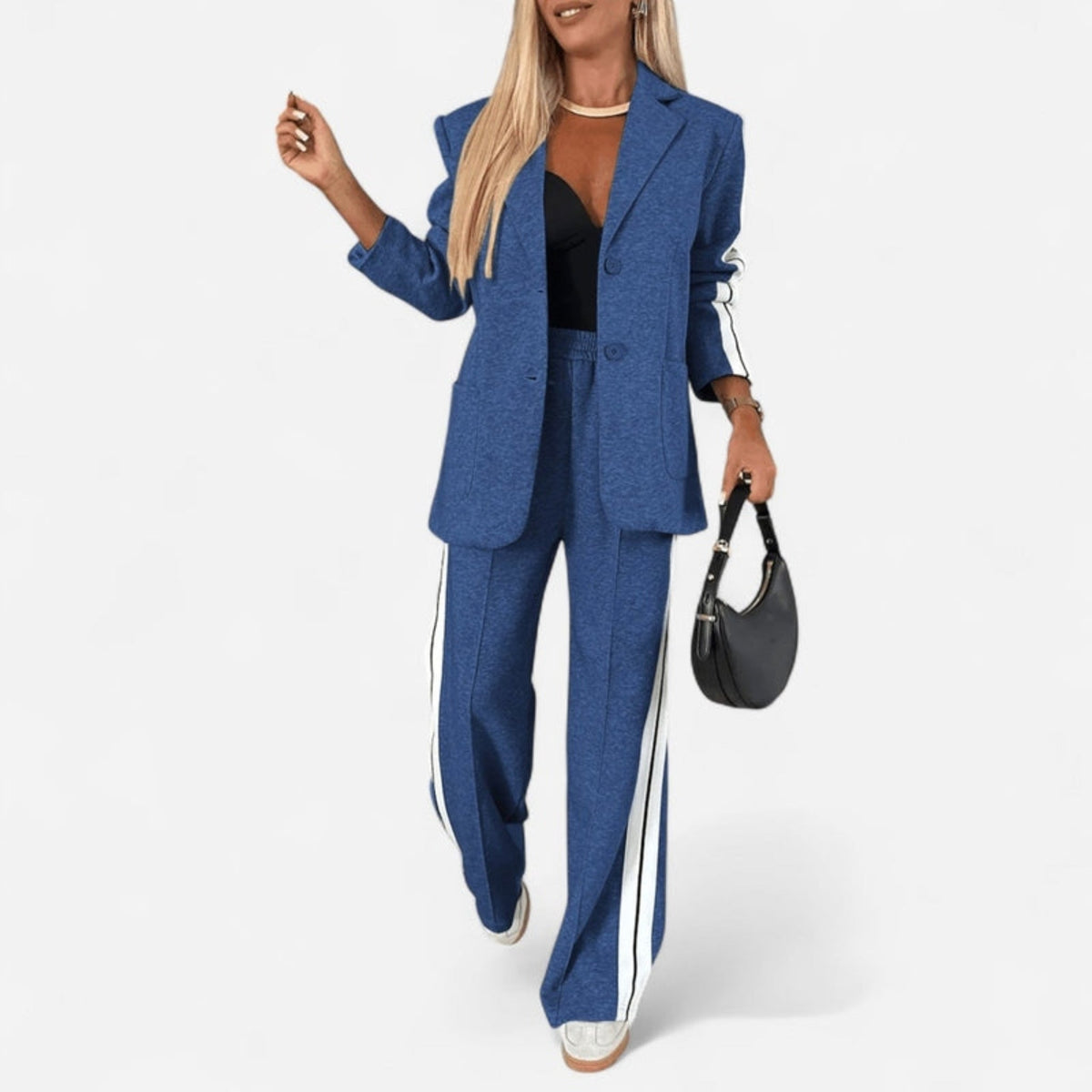 Ensemble blazer et pantalon à bandes