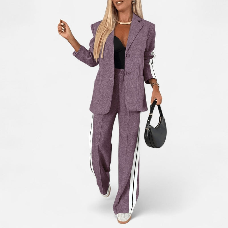 Ensemble blazer et pantalon à bandes