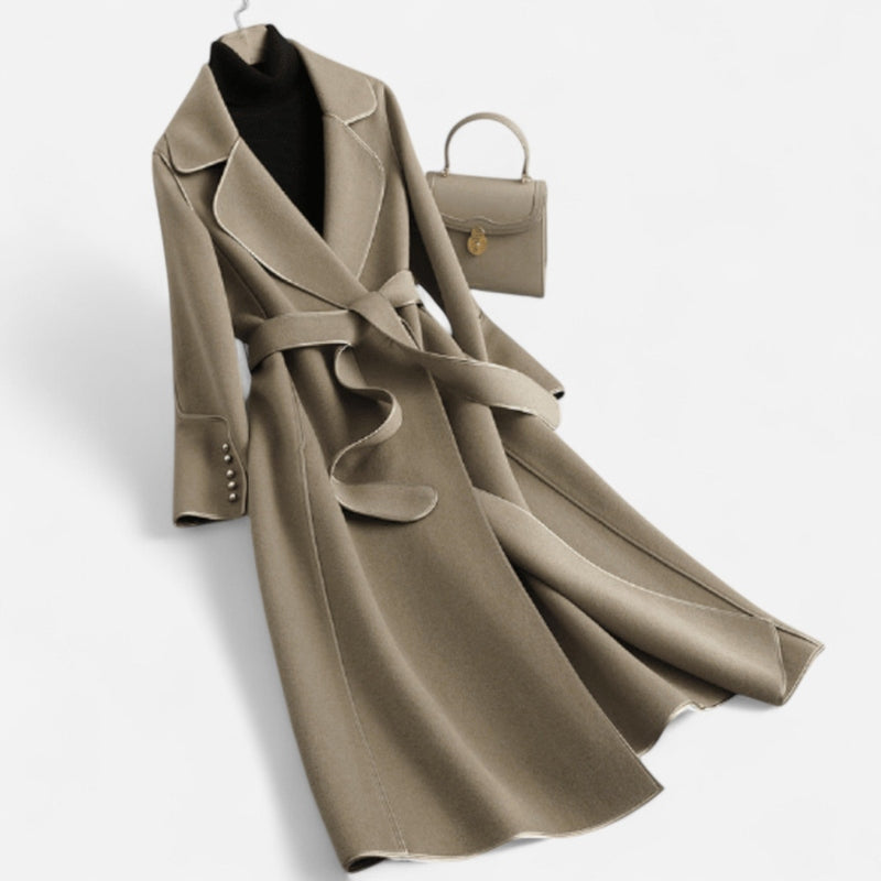 Manteau portefeuille en laine ceinturé