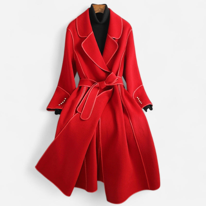 Manteau portefeuille en laine ceinturé
