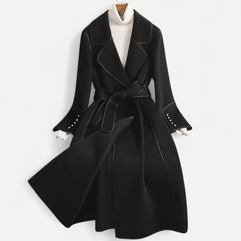 Manteau portefeuille en laine ceinturé