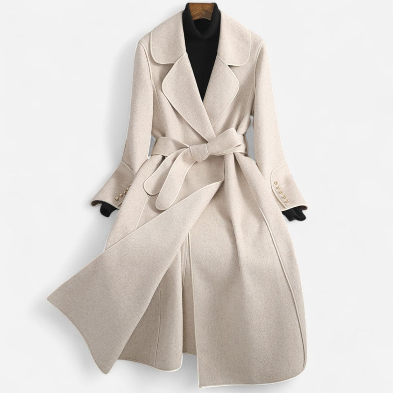 Manteau portefeuille en laine ceinturé