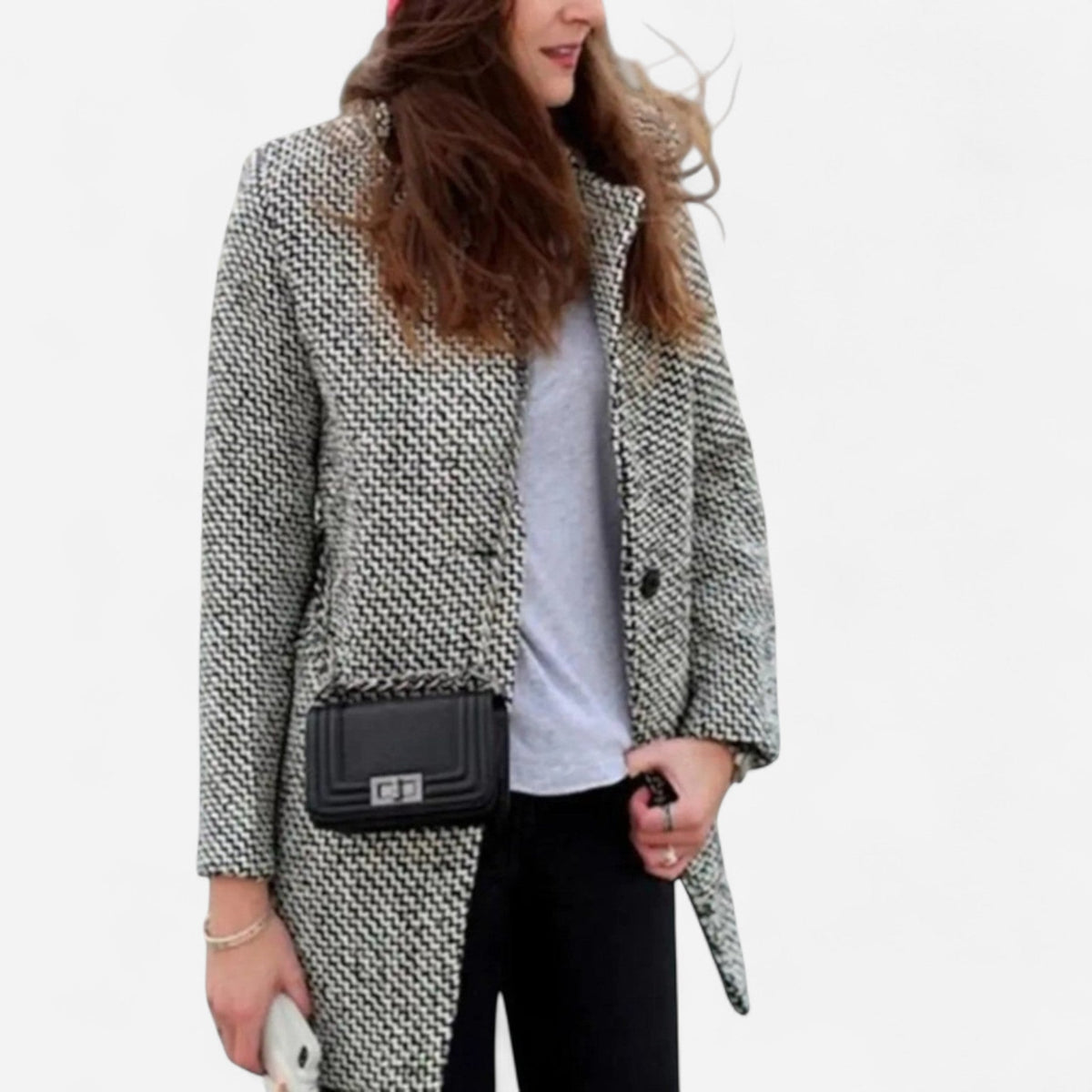 Manteau en laine chiné ajusté