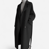 Manteau long croisé en laine