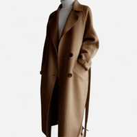 Manteau long croisé en laine