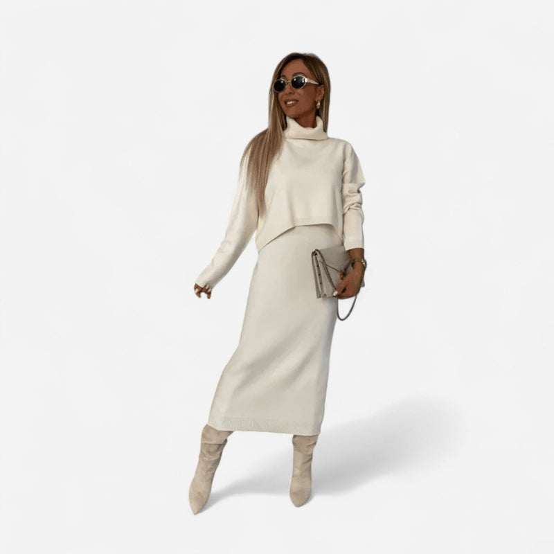 Ensemble tricot : chandail et jupe longue