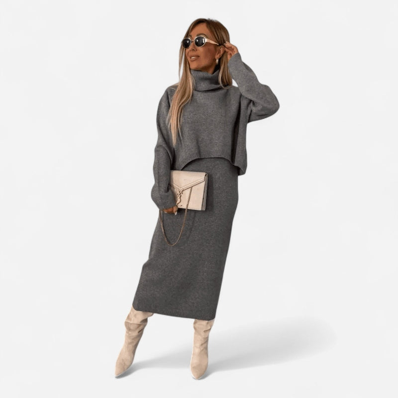 Ensemble tricot : chandail et jupe longue