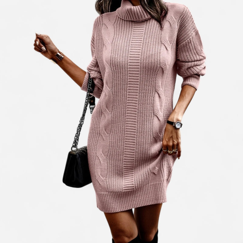 Robe en tricot à col montant