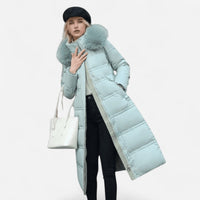 Manteau d'hiver long à col en fausse fourrure