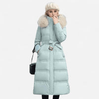 Manteau d'hiver long à col en fausse fourrure
