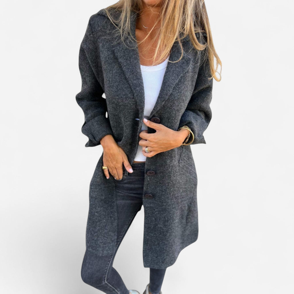 Manteau long à revers en coton