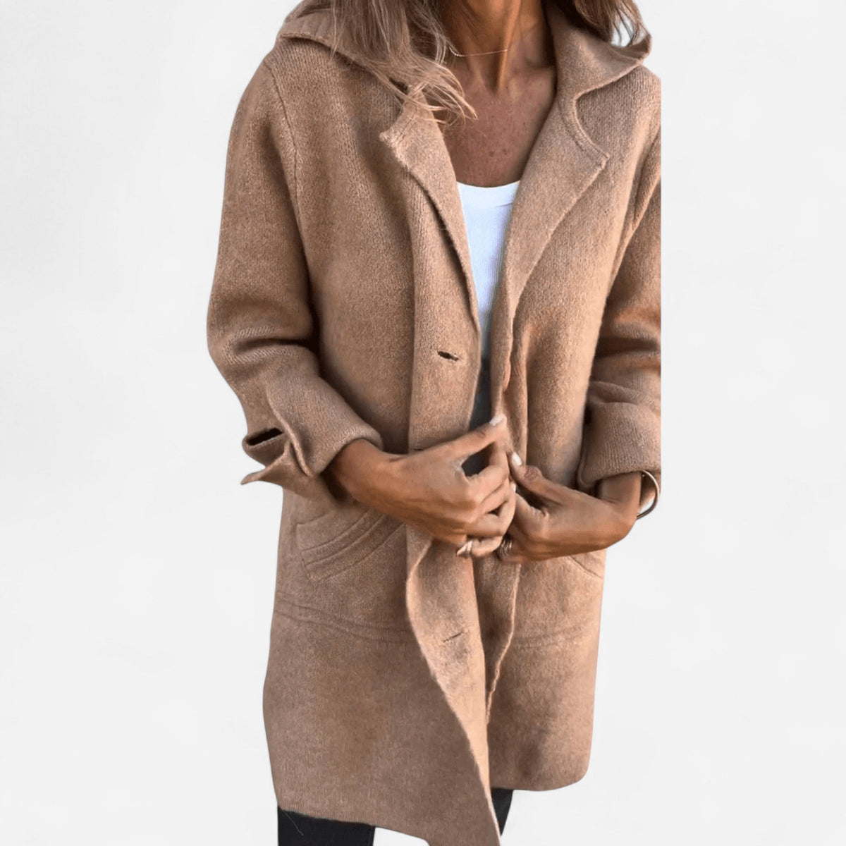 Manteau long à revers en coton