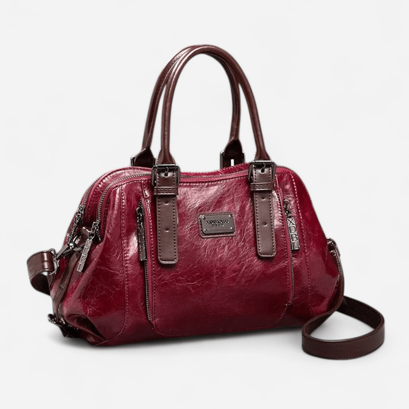 Sac à main en cuir noir multipoches