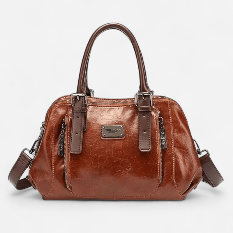 Sac à main en cuir noir multipoches