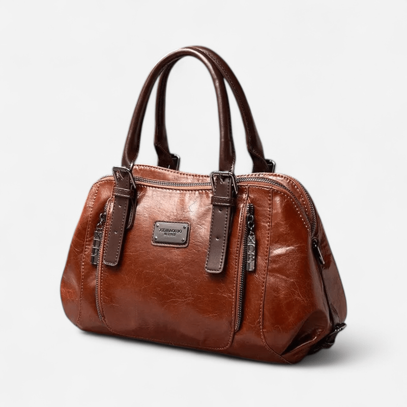 Sac à main en cuir noir multipoches