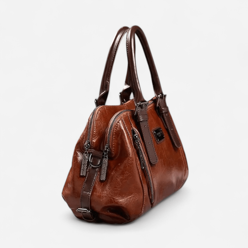 Sac à main en cuir noir multipoches