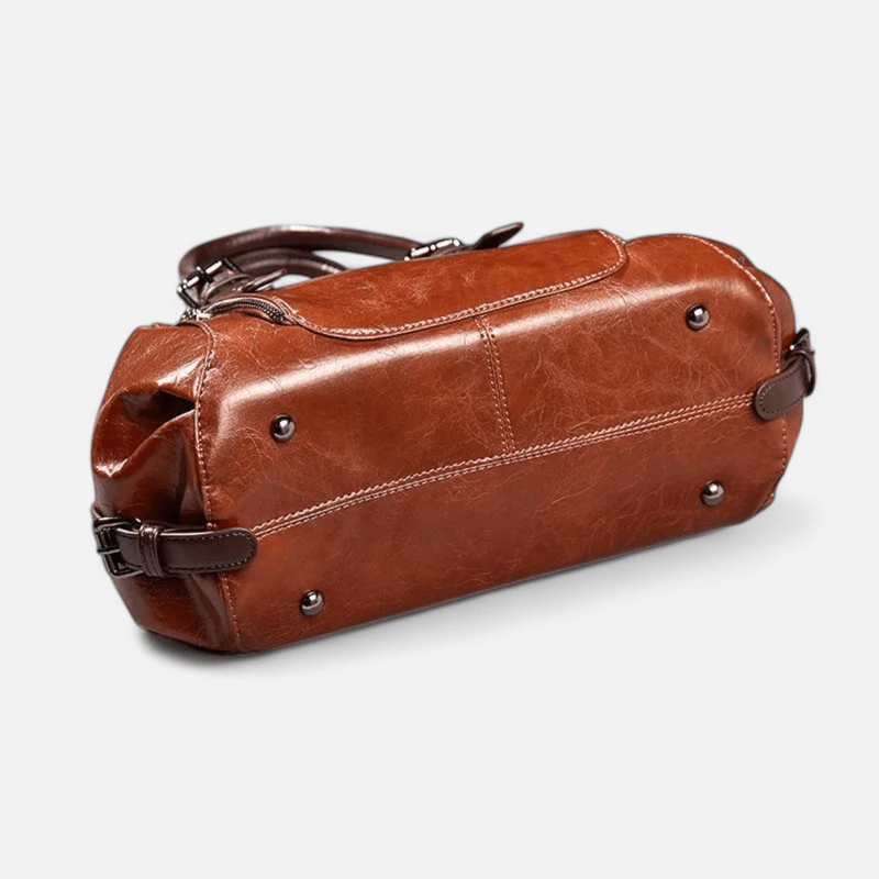 Sac à main en cuir noir multipoches