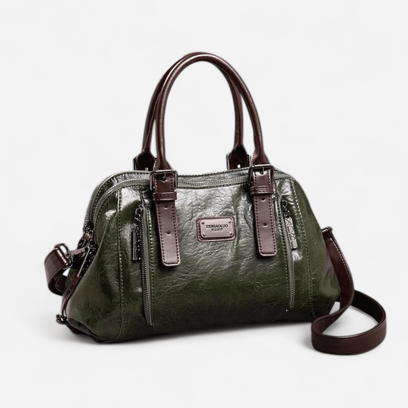 Sac à main en cuir noir multipoches
