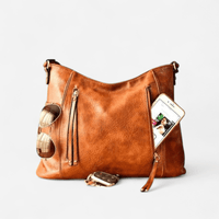 Sac hobo en cuir à zips