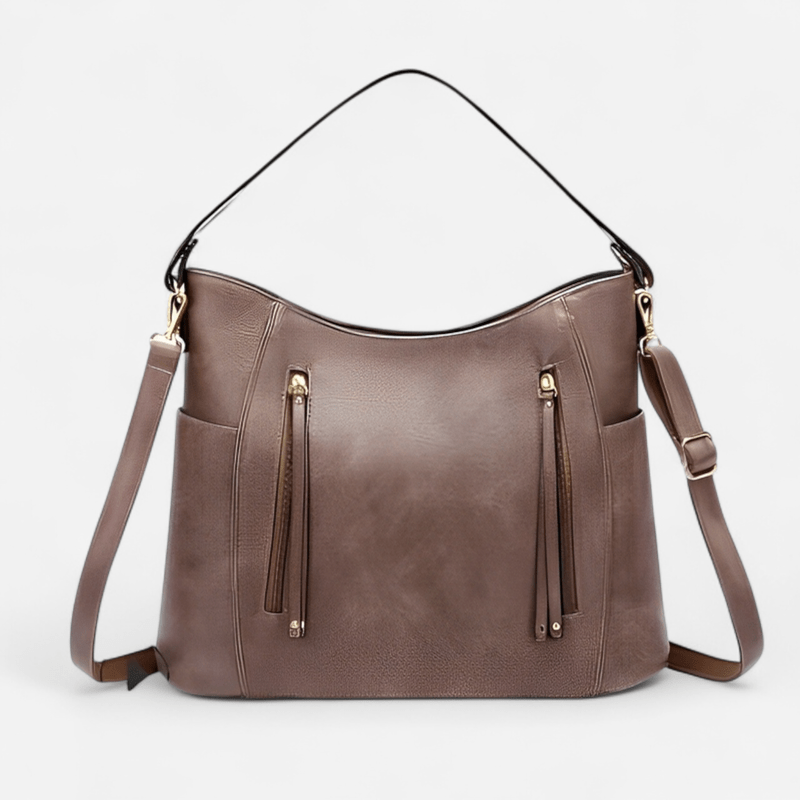 Sac hobo en cuir à zips