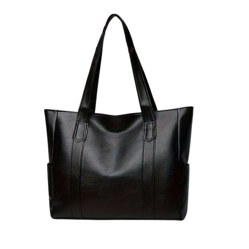 Sac fourre-tout en cuir à poches latérales