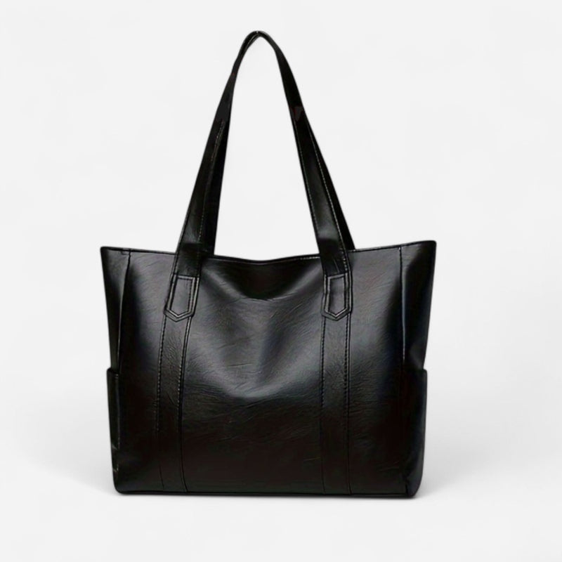 Sac fourre-tout en cuir à poches latérales