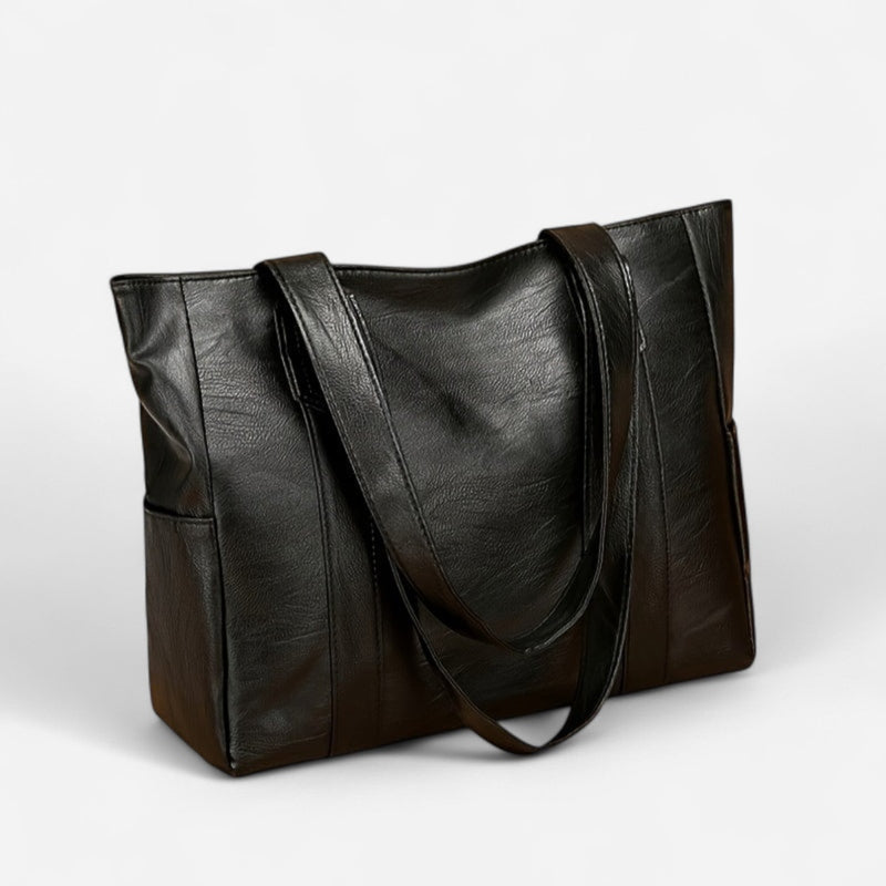 Sac fourre-tout en cuir à poches latérales