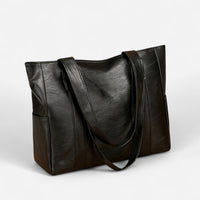 Sac fourre-tout en cuir à poches latérales
