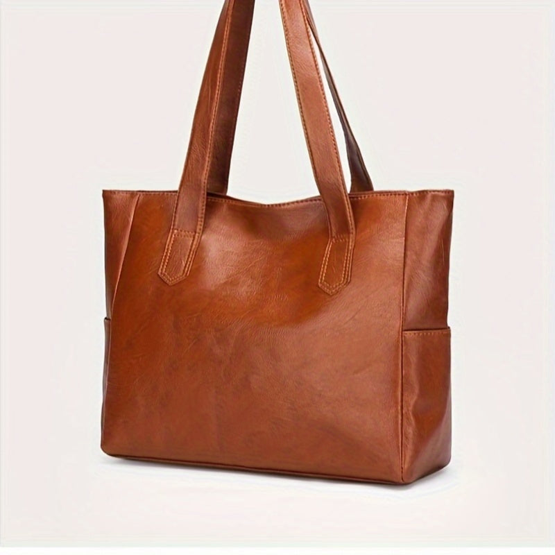 Sac fourre-tout en cuir à poches latérales