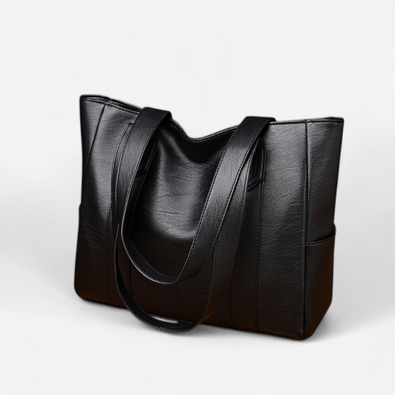 Sac fourre-tout en cuir à poches latérales