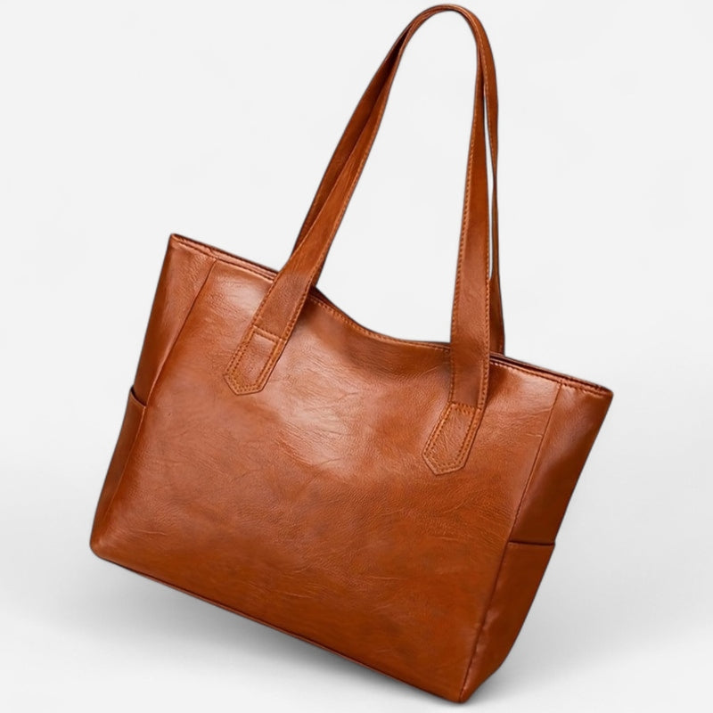 Sac fourre-tout en cuir à poches latérales