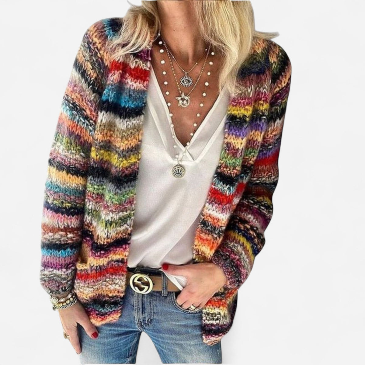 Cardigan rayé multicolore