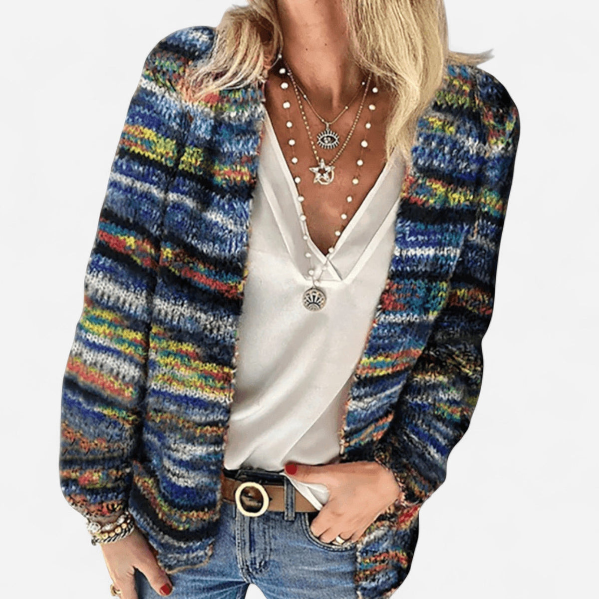 Cardigan rayé multicolore