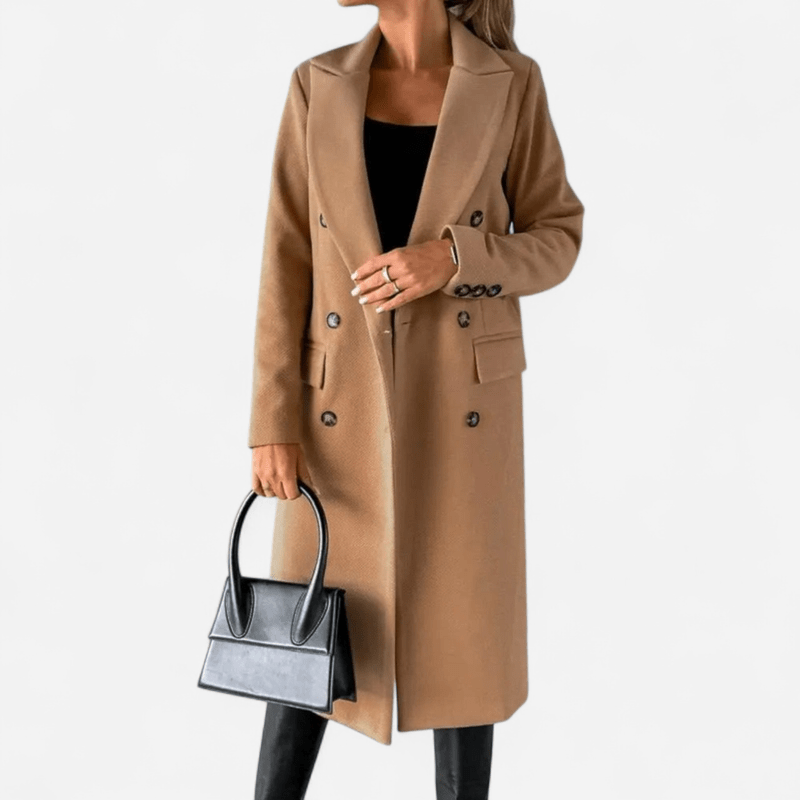 Manteau long droit à boutons