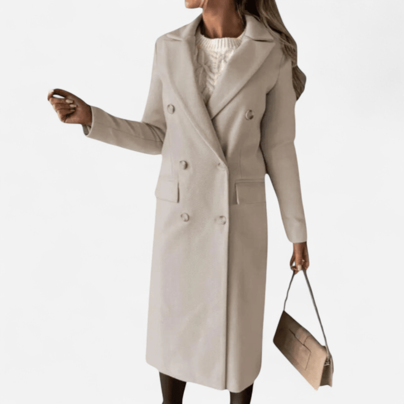 Manteau long droit à boutons