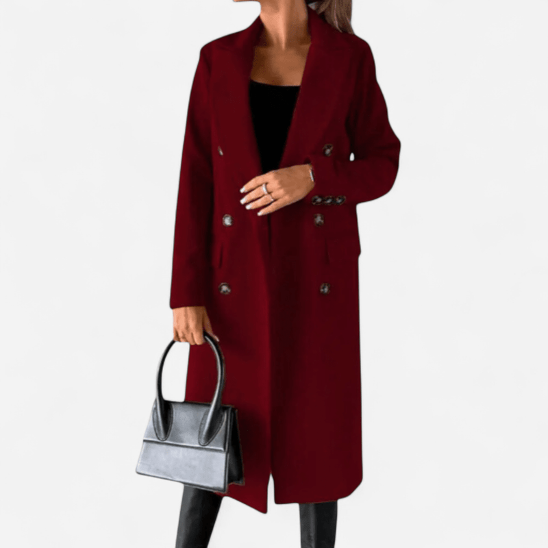 Manteau long droit à boutons