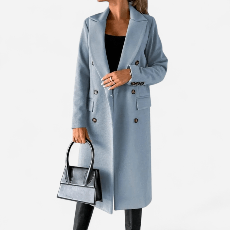 Manteau long droit à boutons