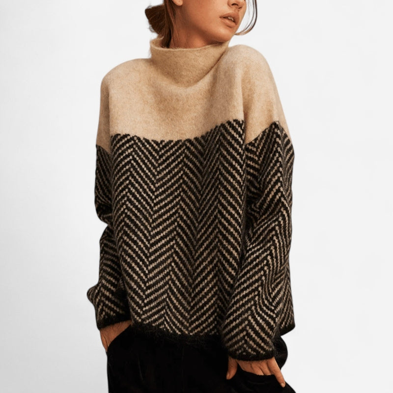 Chandail chevrons bicolore col montant