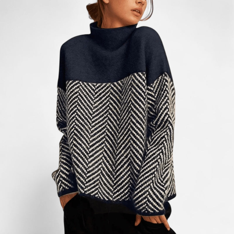 Chandail chevrons bicolore col montant