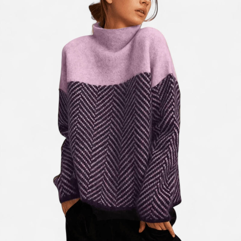Chandail chevrons bicolore col montant