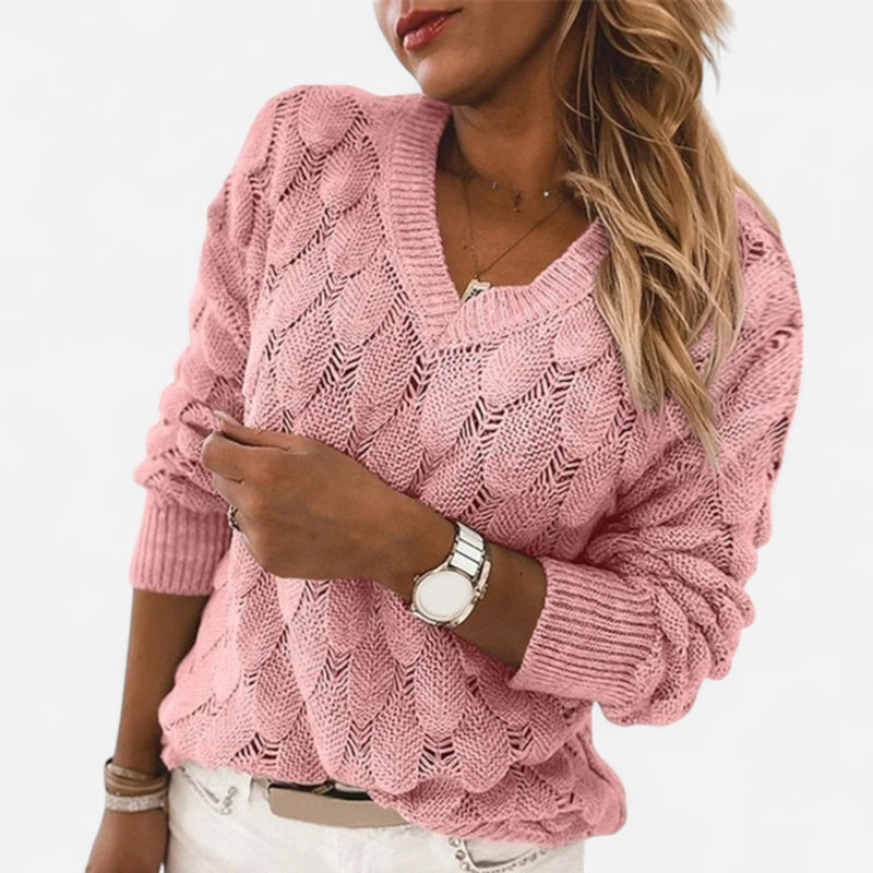 Chandail en tricot ajouré col en V