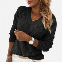 Chandail en tricot ajouré col en V