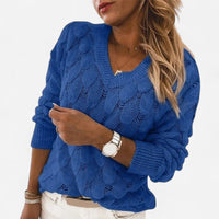 Chandail en tricot ajouré col en V