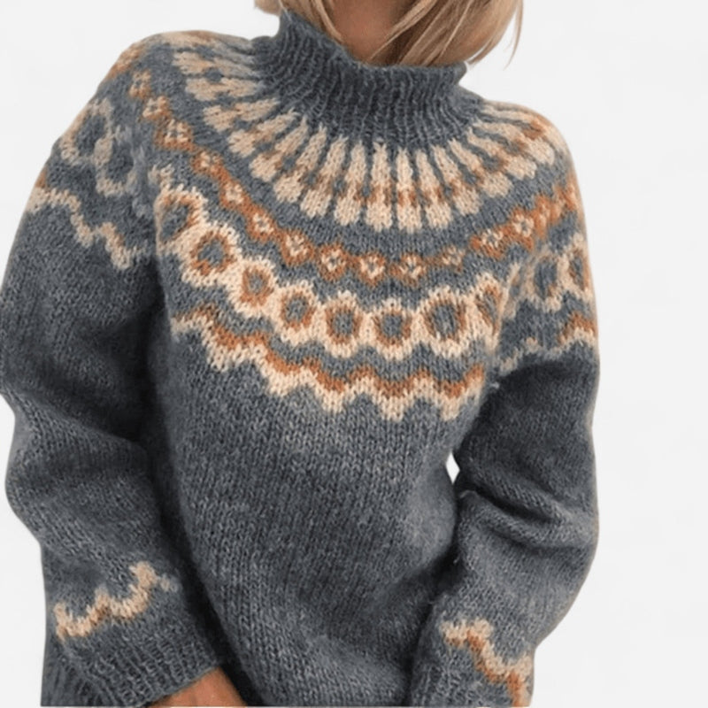 Chandail jacquard col montant